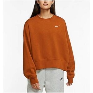 Nike Essential Cropped Crewneck Sweatshirt Burnt Orange Size Large